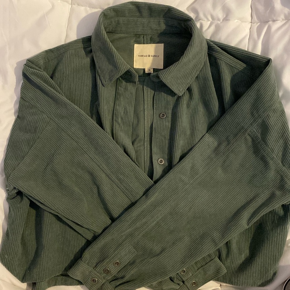 Button up corduroy shacket